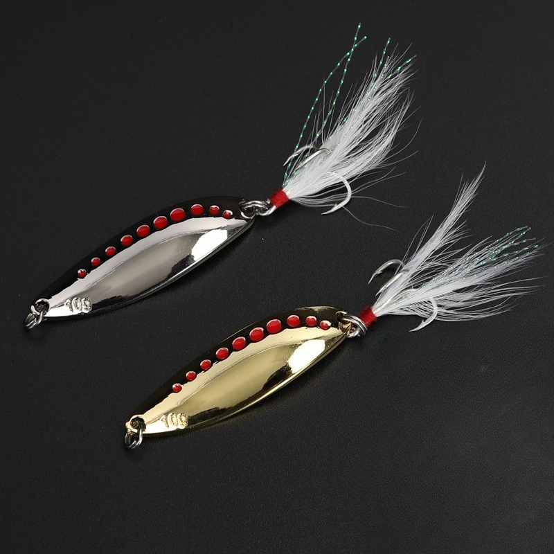 Fishing Hook Treble - 1 個 5g-20g メタルスピナースプーンフェザーフック人工スパンコール 2 つのトレブルフック付き海水淡水バス
