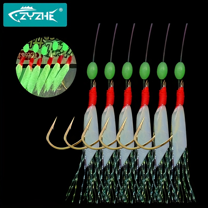 Fishing Hook Assortment - ZYZHE 1/3/5 バッグ釣りサビキフック発光魚皮ストリングフック有刺フック発光ビーズ付き釣りリグアクセサリー