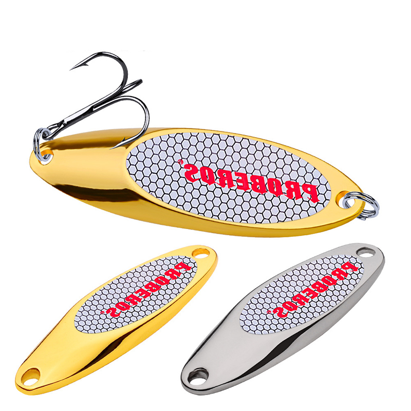 Fishing Hook Treble - 金属製スプーン型ルアー 3g～60g、遠投可能、ハードベイト、トリプルフック、ゴールド、シルバー、バス、パイク、海水・淡水両用、釣り道具