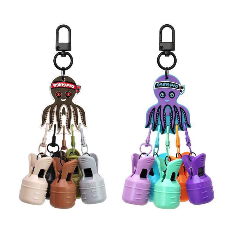 Fishing Hook Jig - 6個入り/セット。実用的なウェブフット型イカ釣り用ジグ。カラビナ付き。傘型カニカマ用ルアー。フックカバー。釣り用アクセサリー。