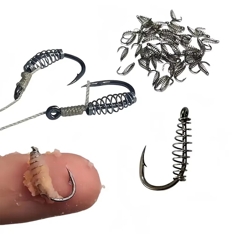 10-60個入り高炭素鋼スプリングフィッシュフック、バーブ付 - Fishing Hook Circle のレビューと価格