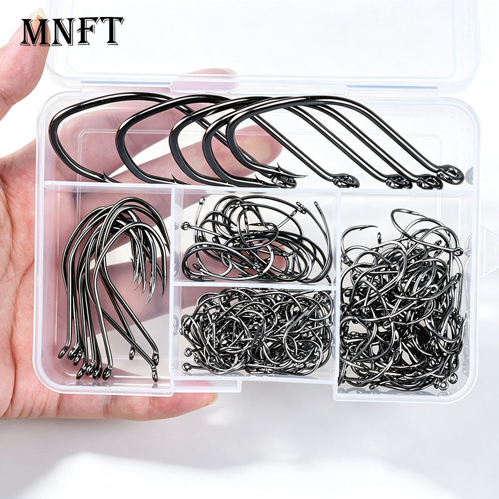 200個入りマルチサイズバーブ付き釣り針キット、高炭素鋼製サ - Fishing Hook Circle のレビューと価格