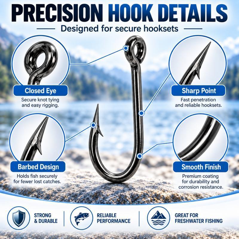100個入り、10種類のサイズのバーブ付き釣り針セット #  - Fishing Hook Assortment のレビューと価格