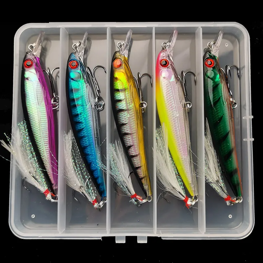3Dレーザーアイミノールアー,フェザー付きハードベイト,最大 - Fishing Hook Box のレビューと価格