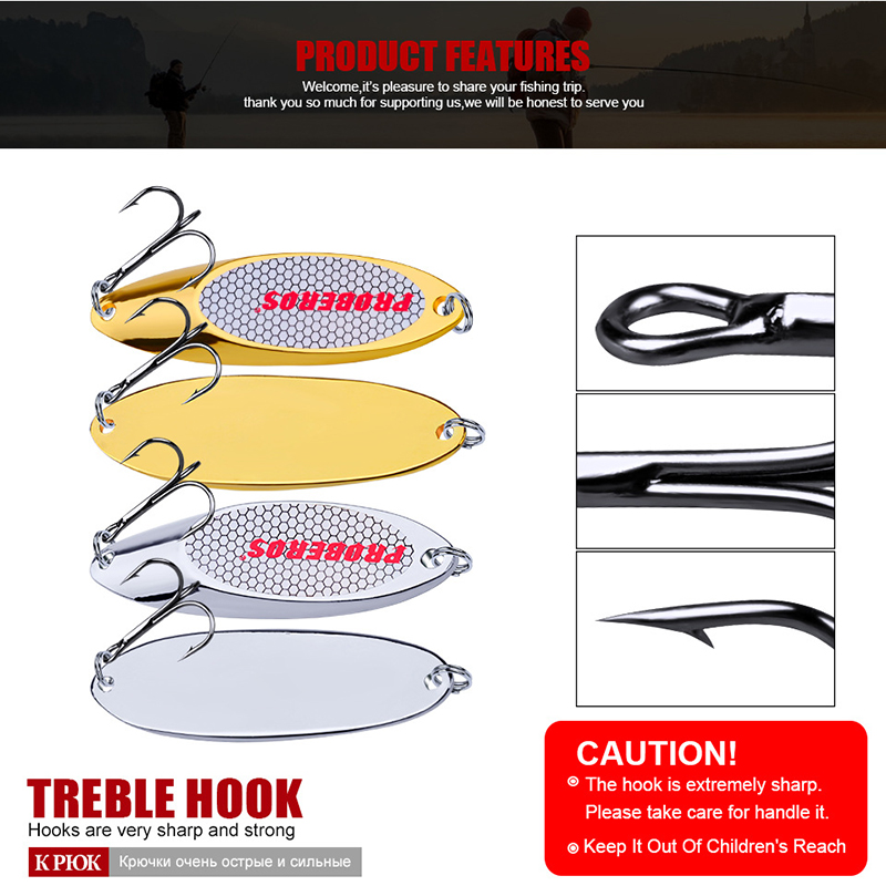 金属製スプーン型ルアー 3g～60g、遠投可能、ハードベイト - Fishing Hook Treble のレビューと価格